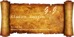 Gladics Jusztin névjegykártya